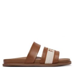 Klapki Furla. Brązowe klapki damskie Furla, bez wzorów, bez obcasa. Za 989.99 zł.