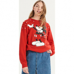 Bluza Mickey Mouse z aplikacją - Czerwony. Czerwone bez kategorii marki Sinsay, z aplikacjami. Za 69.99 zł.