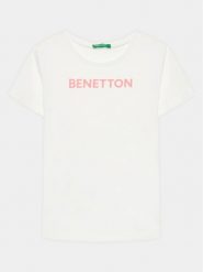 United Colors Of Benetton T-Shirt 3096C10D2 Biały Regular Fit. Białe t-shirty i topy dla dziewczynek United Colors Of Benetton, bez wzorów, z bawełny, bez ramiączek. Za 49.99 zł.