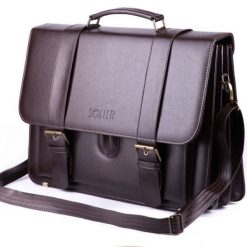Torba teczka męska SOLIER S28 Preston brązowa. Brązowe torby na ramię męskie Solier, bez wzorów, z jeansu, biznesowe, do ręki. Za 239.99 zł.