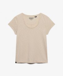 Superdry T-shirt Studios Scoop Neck slim z bawełny i lyocellu – Feather Grey. Szare t-shirty damskie Superdry., bez wzorów, z bawełny, bez kołnierzyka. Za 121.05 zł.