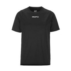 Craft Rush 2.0 SS Tee M – lekki T-shirt treningowy, poliester z recyklingu. Czarne t-shirty męskie Craft, l, bez wzorów, z materiału, sportowe, bez kołnierzyka. Za 128.30 zł.