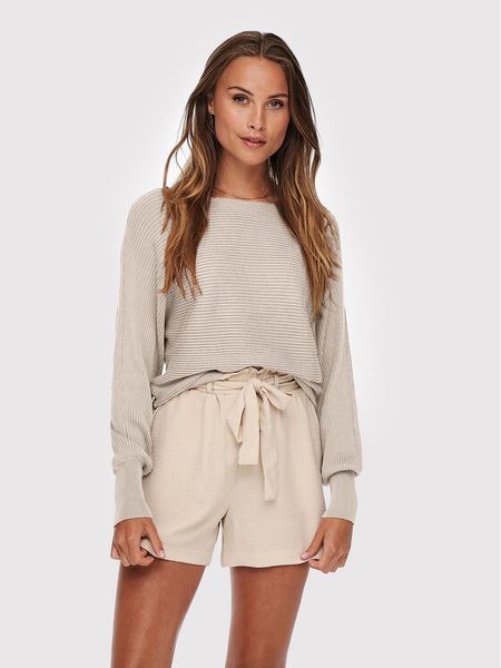 ONLY Sweter Adaline 15226298 Beżowy Relaxed Fit. Brązowe swetry damskie Only, s, bez wzorów, bez kołnierzyka, bez ramiączek, bez kaptura. Za 179.99 zł.