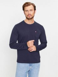 Napapijri Longsleeve Salis NP0A4HN7 Granatowy Regular Fit. Niebieskie bluzki z długim rękawem męskie Napapijri, m, bez wzorów, z bawełny, bez kołnierzyka. Za 159.99 zł.
