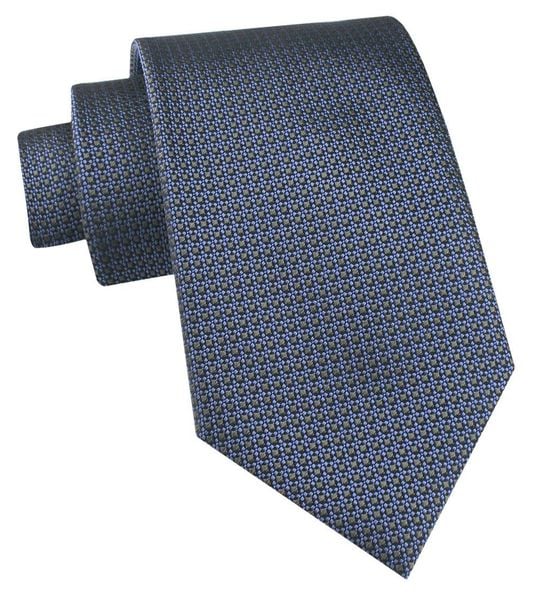 Jedwabny Krawat Męski - His Story - Drobny Wzór, Niebieski ze Zgniłą Zielenią. Niebieskie krawaty i muchy His Story, bez wzorów, z jedwabiu, eleganckie. Za 115.00 zł.