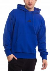 Bluza męska adidas Essentials Feelcozy Fleece. Niebieskie bluzy męskie Adidas, l, bez wzorów, z bawełny, bez kaptura, na fitness i siłownię. Za 171.99 zł.