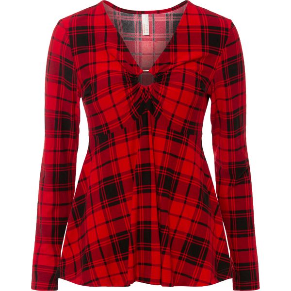 Shirt. Czerwone bluzki damskie bonprix, bez wzorów, eleganckie, bez kołnierzyka, bez ramiączek. Za 129.99 zł.