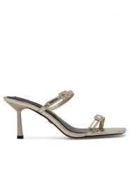 Nine West Klapki ZL23005-1CC Złoty. Żółte klapki damskie Nine West, bez wzorów, ze skóry, bez obcasa. Za 143.99 zł.