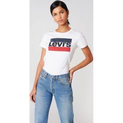 Levi's T-shirt The Perfect Sportswear - White,Multicolor. Białe t-shirty damskie Levi's, z nadrukiem, z bawełny, z okrągłym kołnierzem. Za 80.95 zł.