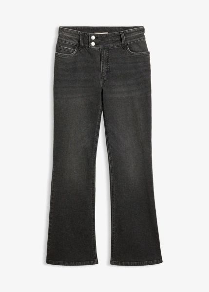 Jeansy bootcut z wysokim stanem. Czarne jeansy damskie bonprix, z podwyższonym stanem. Za 154.99 zł.