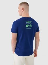 4F T-shirt regular z nadrukiem męski - granatowy XXL. Niebieskie koszulki sportowe męskie 4f, m, bez wzorów, z bawełny, klasyczne, bez kołnierzyka. W wyprzedaży za 59.99 zł.