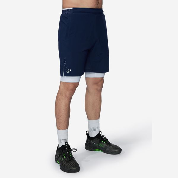 Spodenki do badmintona męskie 2w1 1 990 M. Niebieskie krótkie spodenki sportowe męskie KUIKMA, m, bez wzorów, z dzianiny. Za 99.99 zł.