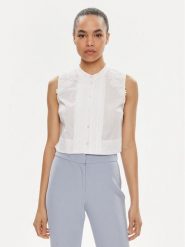 TWINSET Bluzka 241TT2284 Biały Regular Fit. Białe bluzki damskie Twinset, bez wzorów, z bawełny, bez kołnierzyka, bez ramiączek. Za 1,439.00 zł.