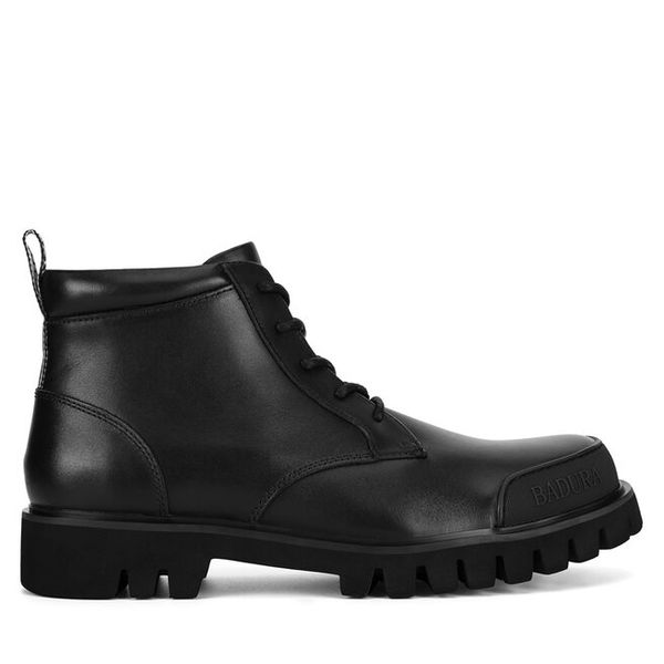 Trzewiki Badura. Czarne botki męskie Badura, bez wzorów, bez zapięcia. Za 399.99 zł.