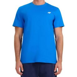 Koszulka męska 4F - bawełniany T-shirt, regular fit. Niebieskie t-shirty męskie 4f, m, bez wzorów, z bawełny, klasyczne, bez kołnierzyka. Za 49.99 zł.