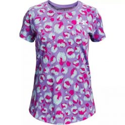 Koszulka dziewczęca Under Armour Live Fierce Instinct Print SS. Fioletowe bluzki dla dziewczynek Under Armour, bez wzorów, bez kołnierzyka, bez ramiączek. Za 49.99 zł.