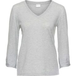 Sweter z dzianiny o gładkim splocie, z ozdobnym przewiązaniem w rękawach bonprix jasnoszary. Swetry damskie marki bonprix. Za 54.99 zł.