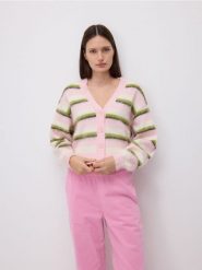 Kardigan w paski - wielobarwny. Kardigany damskie Reserved, l, bez wzorów, z dzianiny. Za 179.99 zł.