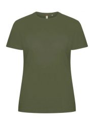 Clique Basic-T Women - Dopasowana koszulka damska bawełniana, olive green. Zielone t-shirty damskie CLIQUE, xs, bez wzorów, z bawełny, bez kołnierzyka. Za 99.59 zł.