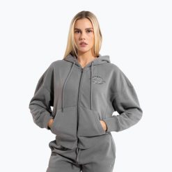Bluza damska Pitbull Manzanita Heart Hooded Zip Sweatshirt. Szare bluzy damskie PITBULL, l, bez wzorów, z bawełny, na fitness i siłownię. Za 199.99 zł.