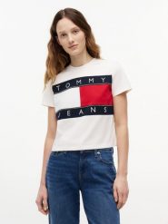 Tommy Jeans Koszulka Kobiety Bawełna (100%) wielokolorowy|biały|niebieski|czerwony, M. Białe t-shirty damskie Tommy Jeans, m, bez wzorów, z bawełny, eleganckie, bez kołnierzyka. Za 209.95 zł.