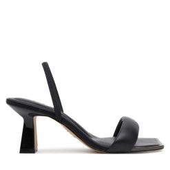 Sandały DKNY. Czarne sandały damskie DKNY, bez wzorów, bez obcasa, na słupku, bez zapięcia. Za 359.99 zł.