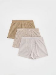 3 pack bokserek Loose - beżowy. Brązowe bokserki męskie Reserved, l, bez wzorów. W wyprzedaży za 59.99 zł.