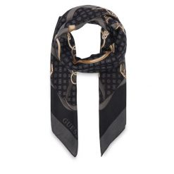 Chusta Guess. Czarne szaliki i chusty damskie Guess, z aplikacjami. Za 154.99 zł.