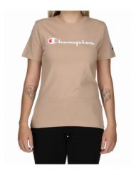 Koszulka damska Champion SS Tee 117534. Brązowe t-shirty damskie Champion, l, bez wzorów, z bawełny, klasyczne, bez kołnierzyka. Za 69.09 zł.