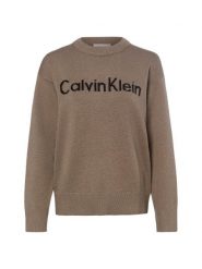 Calvin Klein Jeans Sweter z dzianiny Kobiety Bawełna brązowy, S. Brązowe swetry damskie Calvin Klein Jeans, s, bez wzorów, z bawełny, eleganckie, bez kołnierzyka, bez ramiączek, bez kaptura. Za 529.95 zł.
