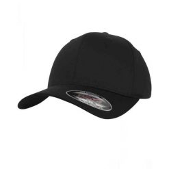 Czapka Z Daszkiem Organiczna Bawełna. Czarne czapki i kapelusze damskie FLEXFIT, bez wzorów, z bawełny. Za 75.99 zł.