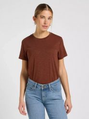 DAMSKA KOSZULKA LEE PERFECT TEE LUXE BROWN 112370965. Brązowe t-shirty damskie Lee, m, bez wzorów, bez kołnierzyka. Za 79.99 zł.
