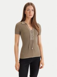 Guess Sweter W6GR09 Z0590 Zielony Regular Fit. Zielone swetry damskie Guess, xs, z aplikacjami, z wiskozy, bez kołnierzyka, bez ramiączek, bez kaptura. Za 379.99 zł.