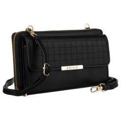 Listonoszka czarna 4U Cavaldi M-17. Czarne portfele damskie 4U Cavaldi, bez wzorów, ze skóry. Za 59.99 zł.
