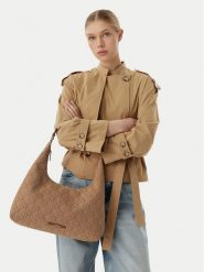 Calvin Klein Torebka Emblem Jacquard LV04F3635G Brązowy. Brązowe torebki do ręki damskie Calvin Klein, bez wzorów, z materiału, bez dodatków. Za 569.99 zł.