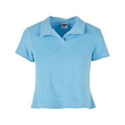 Koszulka Polo Damska Tkanina Ręcznikowa. Niebieskie koszulki sportowe damskie Urban Classics, xl, bez wzorów, z tkaniny, bez kołnierzyka, bez ramiączek. Za 139.99 zł.