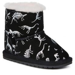 Śniegowce EMU Australia. Czarne buty zimowe chłopięce Emu Australia, bez wzorów, bez zapięcia. Za 269.99 zł.