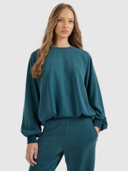 4F Bluza dresowa nierozpinana z modalem damska - turkusowa L. Niebieskie bluzy damskie 4f, l, bez wzorów, z dresówki, bez kaptura. Za 199.99 zł.