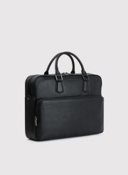 PAKO LORENTE - Czarna skórzana aktówka męska. Czarne torby na laptopa męskie Pako Lorente, bez wzorów, z poliesteru. Za 499.99 zł.