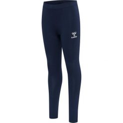 Legginsy dziewczęce Hummel Onze. Niebieskie spodnie sportowe dla dziewczynek Hummel, na lato, bez wzorów, z bawełny, trekkingowe. Za 179.50 zł.