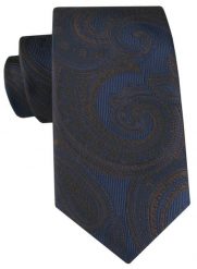 Męski Krawat - Granat i Brąz, Duży Wzór Orientalny - Angelo di Monti. Niebieskie krawaty i muchy Angelo di Monti, bez wzorów, z tkaniny, eleganckie. Za 49.99 zł.