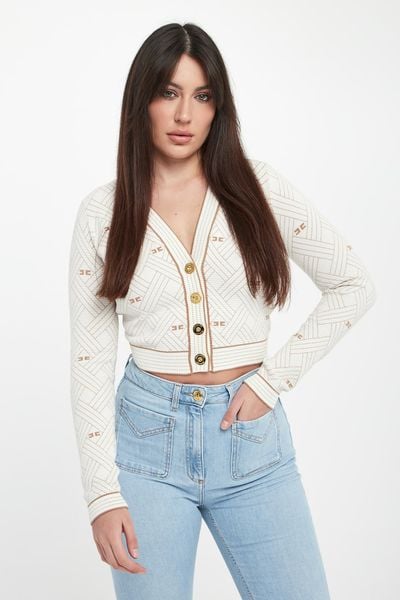 Kardigan damski logowany ELISABETTA FRANCHI. Kardigany damskie Elisabetta Franchi, bez wzorów. Za 1,999.00 zł.