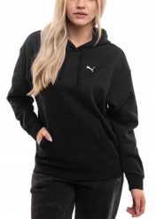 Bluza damska Puma ESS Comfort Hoodie FL. Czarne bluzy damskie Puma, s, bez wzorów, z bawełny, z kapturem. Za 168.99 zł.