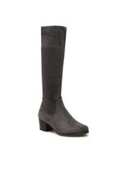 Caprice Kozaki 9-25506-41 Szary. Szare kozaki damskie Caprice, z materiału, bez obcasa, na słupku. Za 419.99 zł.