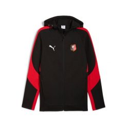 Kurtka dresowa z kapturem Stade Rennais Evostripe. Czarne kurtki męskie Puma, bez wzorów, z dresówki, sportowe, z kapturem. Za 387.50 zł.