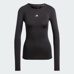 Koszulka TECHFIT Long Sleeve Training. Czarne koszulki sportowe damskie Adidas, m, bez wzorów, z materiału, sportowe, bez kołnierzyka. Za 199.00 zł.