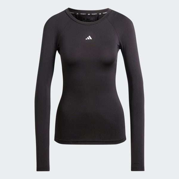 Koszulka TECHFIT Long Sleeve Training. Czarne koszulki sportowe damskie Adidas, xl, bez wzorów, z elastanu, klasyczne, bez kołnierzyka. Za 199.00 zł.