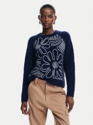 Desigual Sweter Cambridge 24WWJF68 Granatowy Regular Fit. Niebieskie swetry damskie Desigual, m, bez wzorów, z syntetyku, bez kołnierzyka, bez ramiączek, bez kaptura. Za 299.99 zł.