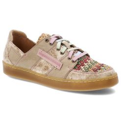 Beżowe Sneakersy Maciejka Stylowe Obuwie Damskie Z Kolorowymi Sznurówkami. Brązowe obuwie sportowe damskie Maciejka, bez wzorów, ze skóry, trekkingowe. Za 489.00 zł.