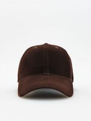 Welurowa czapka z daszkiem - ciemnobrązowy. Brązowe czapki i kapelusze damskie Reserved, bez wzorów, z weluru. Za 59.99 zł.
